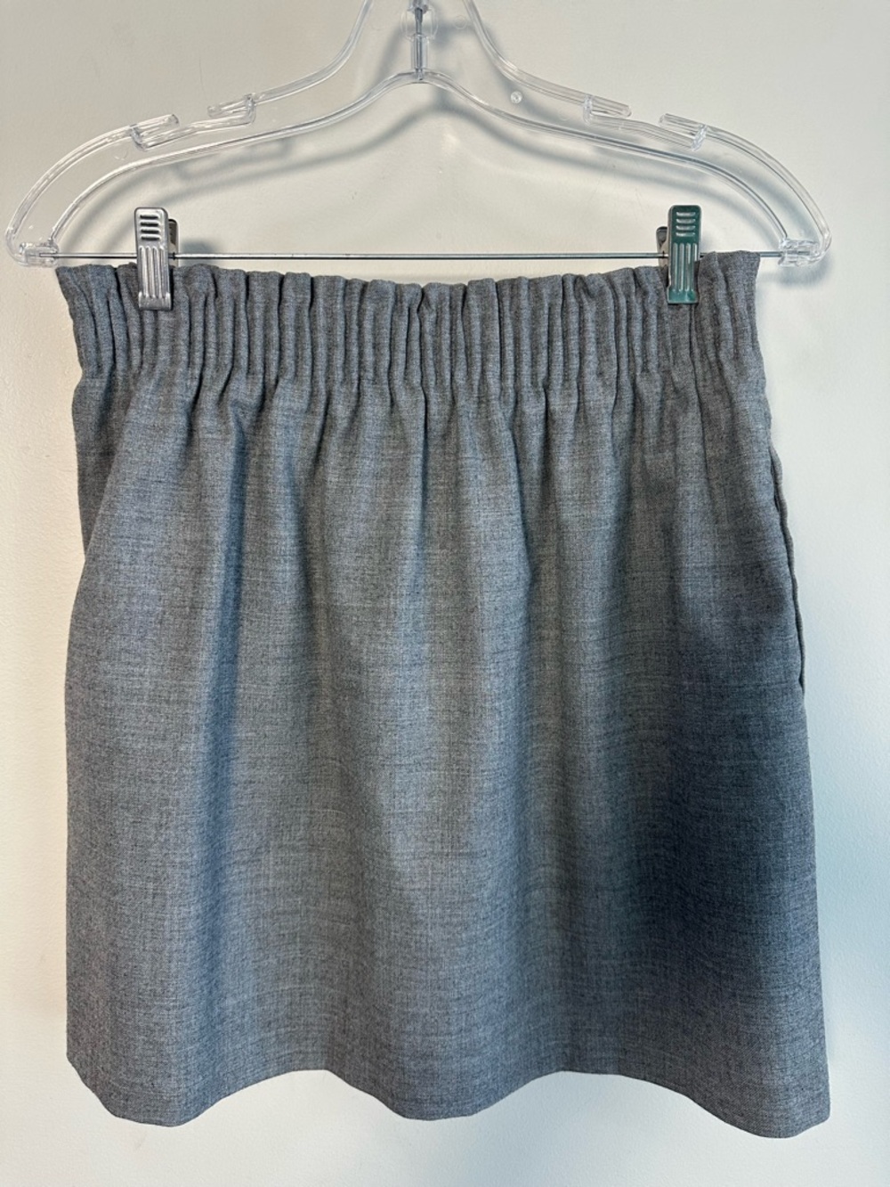 J. Crew Sidewalk Gray Wool Blend Elastic-Waist Mini Skirt with Pockets